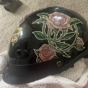 HD Black Helmet with Rose Design